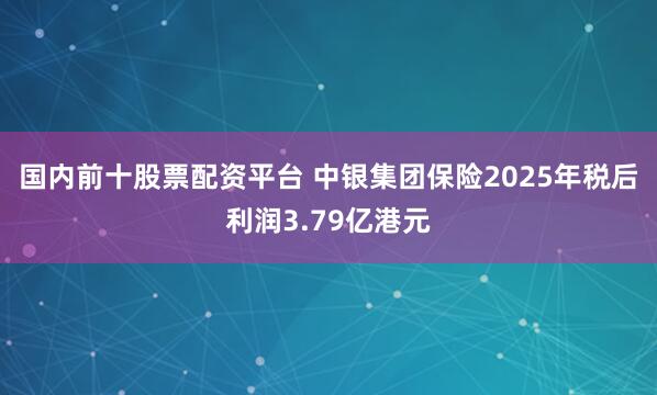 国内前十股票配资平台 中银集团保险2025年税后利润3.79亿港元